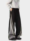 Men's Plus Size Striped Drawstring Wide Leg Casual Pants