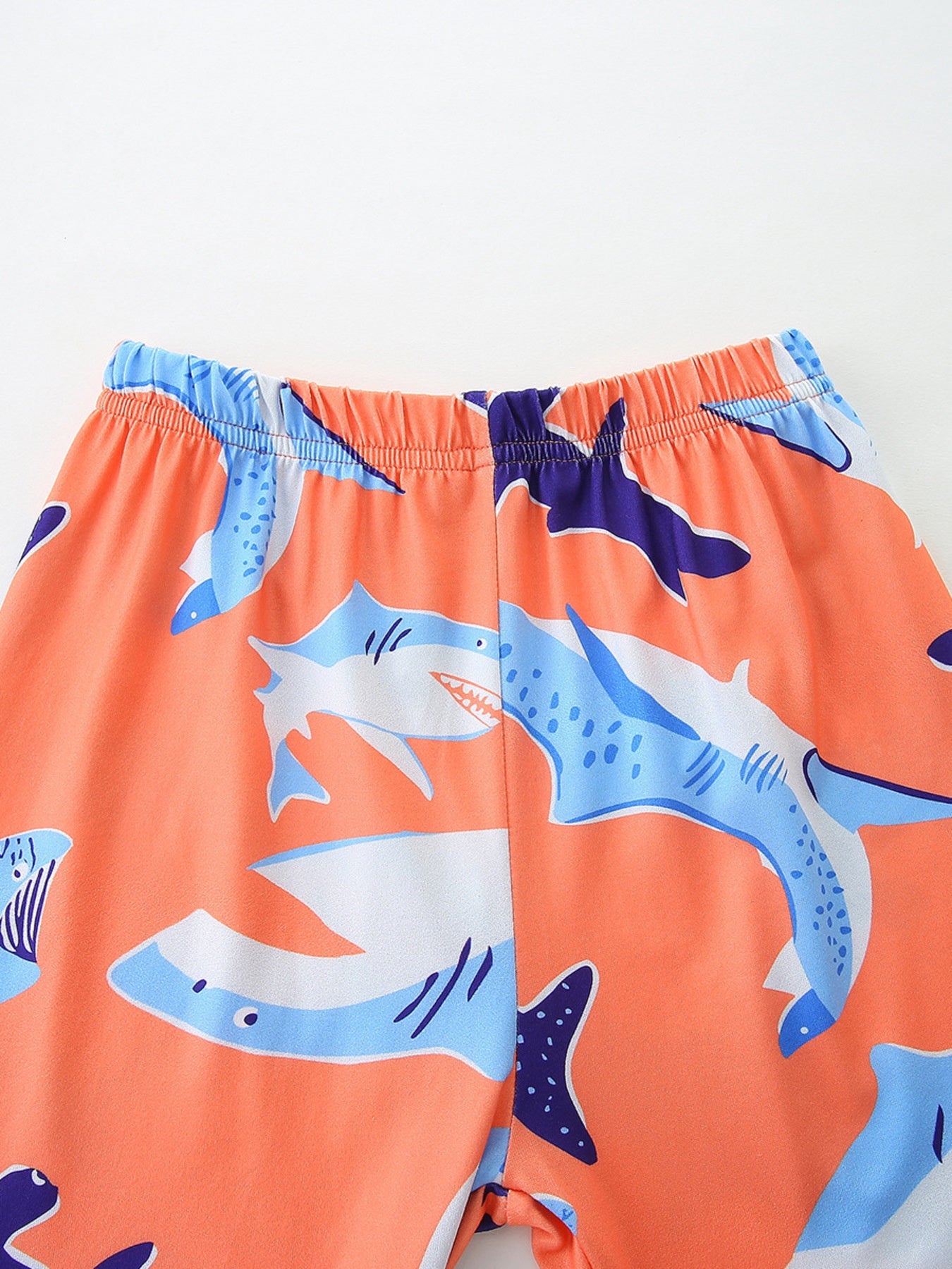 Children's Shark Print Casual Tee and Shorts Set