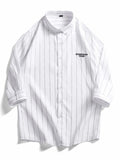 Men's Plus Size Striped Button-Down Casual Shirt