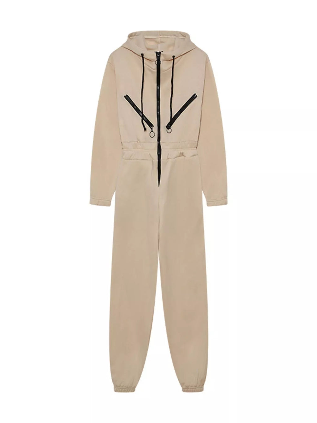 Hooded Zip-Up Long Sleeve Jumpsuit
