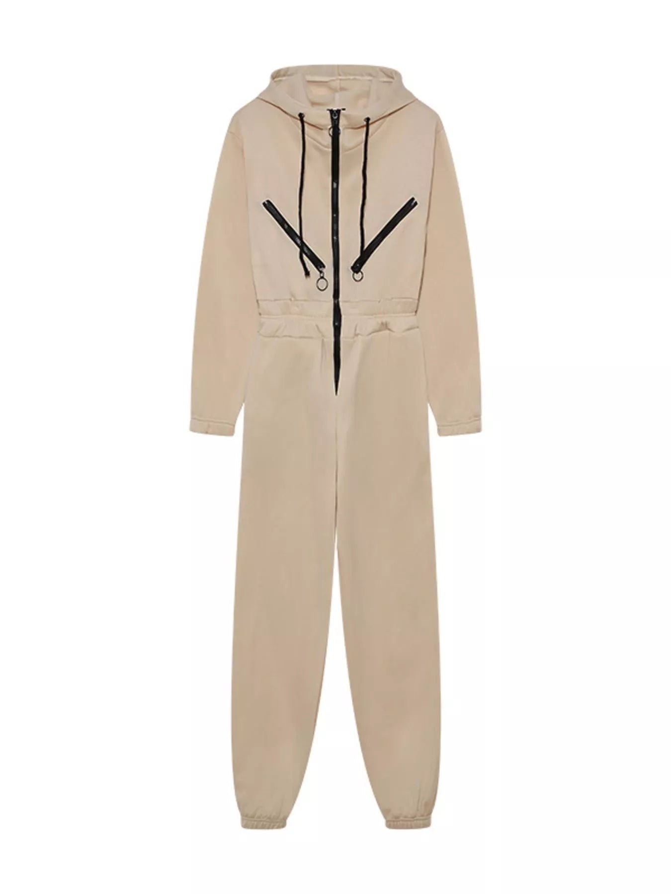 Hooded Zip-Up Long Sleeve Jumpsuit