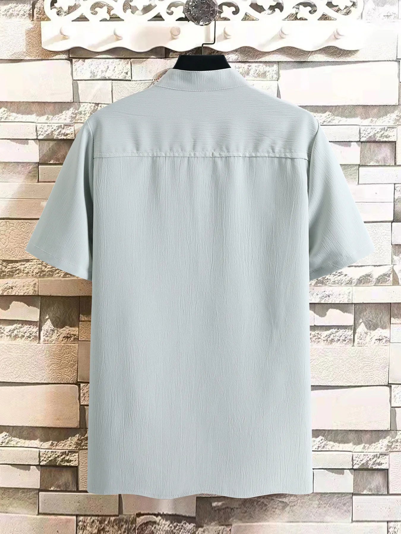 Men's Plus Size Button Detail Short Sleeve Blouse
