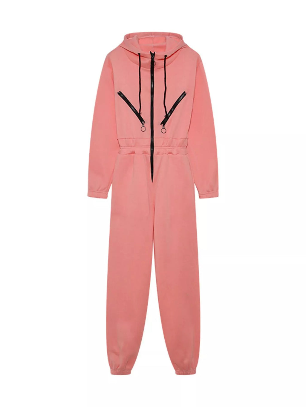 Hooded Zip-Up Long Sleeve Jumpsuit