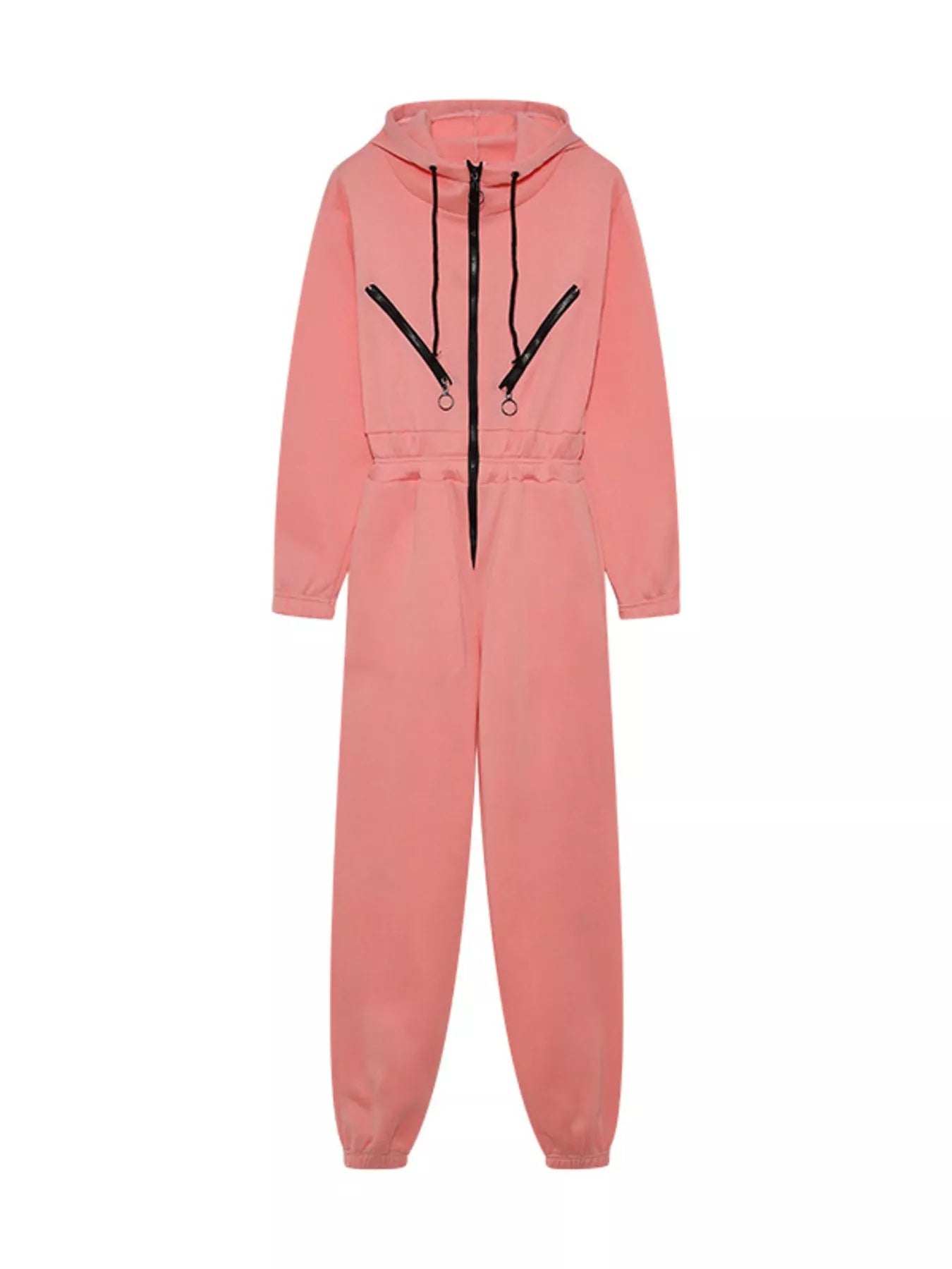 Hooded Zip-Up Long Sleeve Jumpsuit