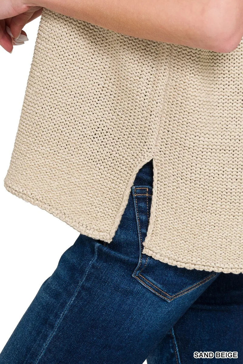 Zenana Oversized Crew Neck Sweater Vest