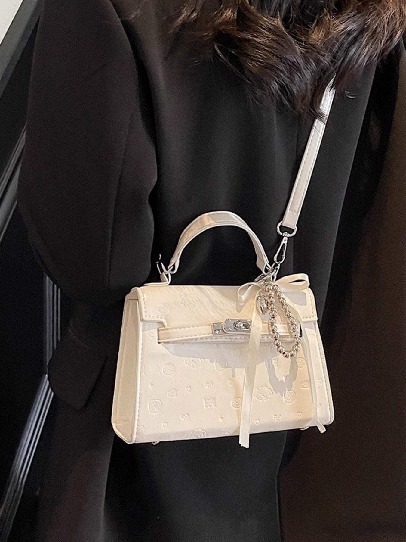 Embossed Pattern Flap Crossbody Bag
