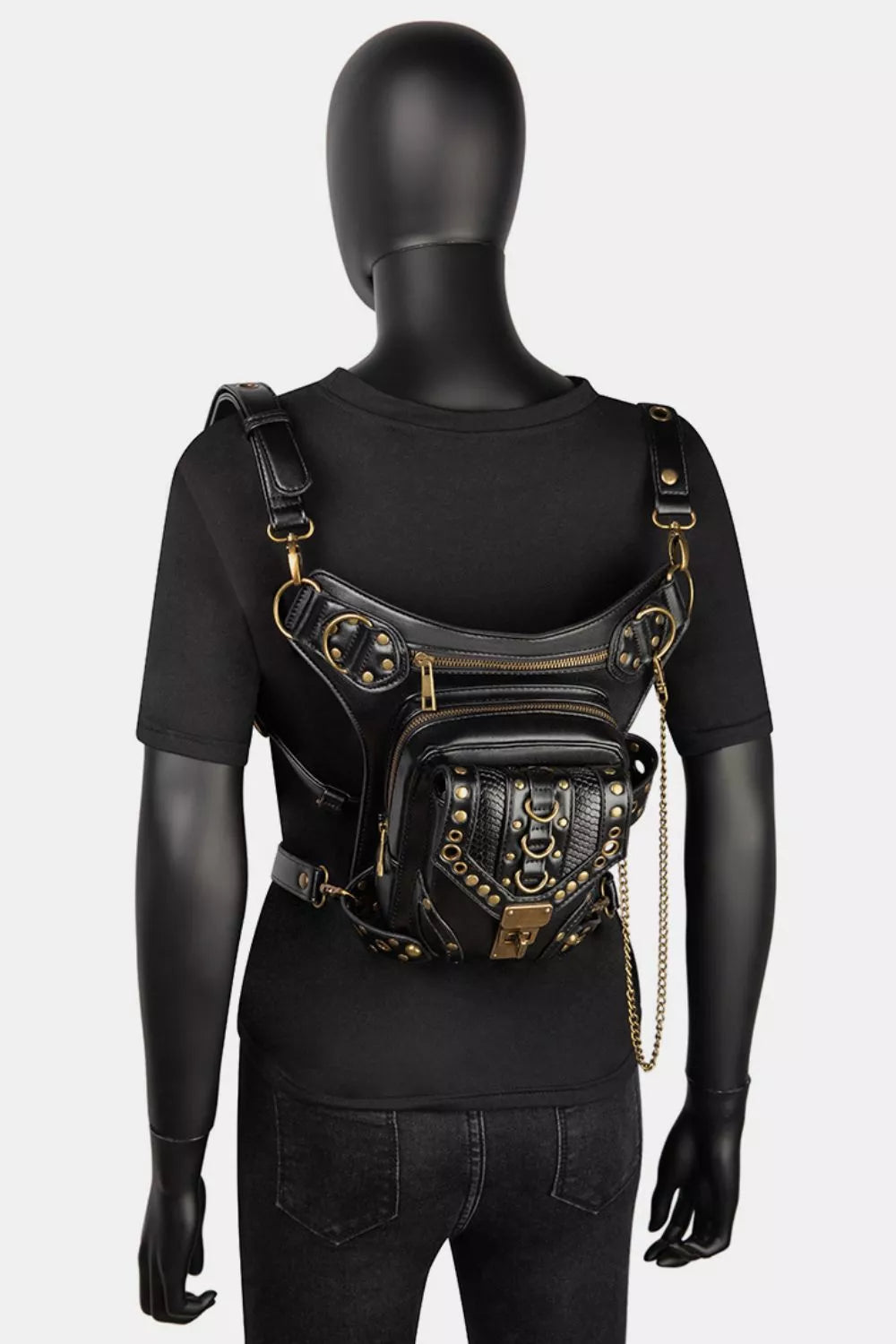 Steampunk Rivet Decor Multipurpose Crossbody Bag
