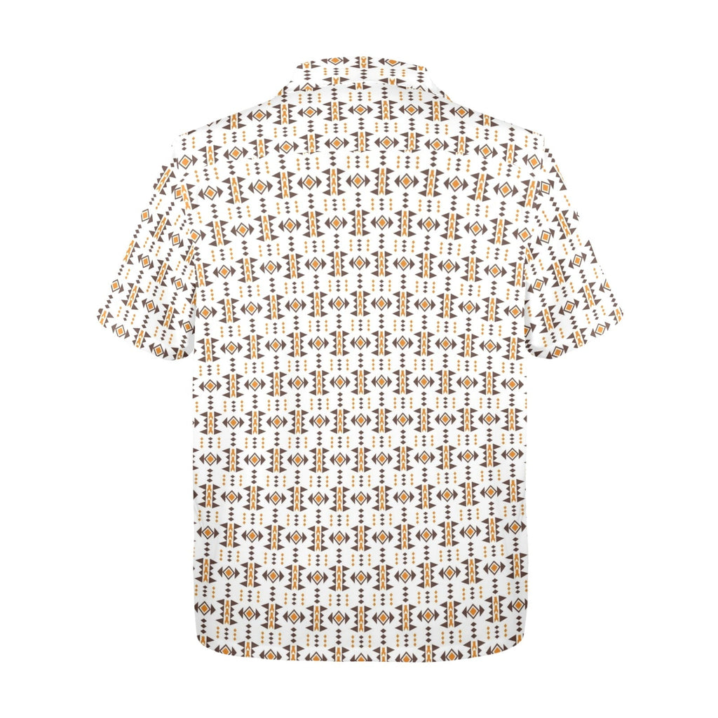 Baha Ranch White Aztec Hawaiian Shirt Made in America