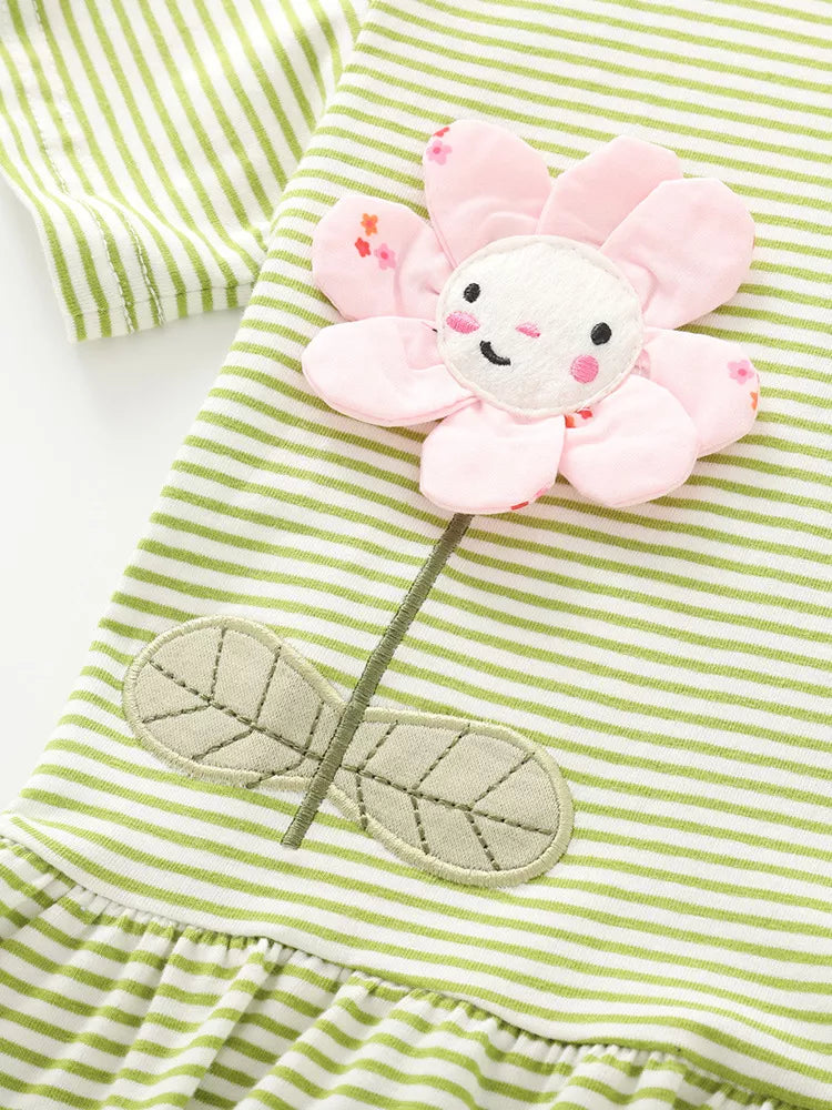 Children's Striped Flower Applique Top and Pants Set