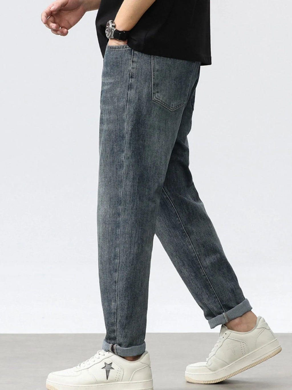 Men's Washed Relaxed Fit Wide Leg Jeans