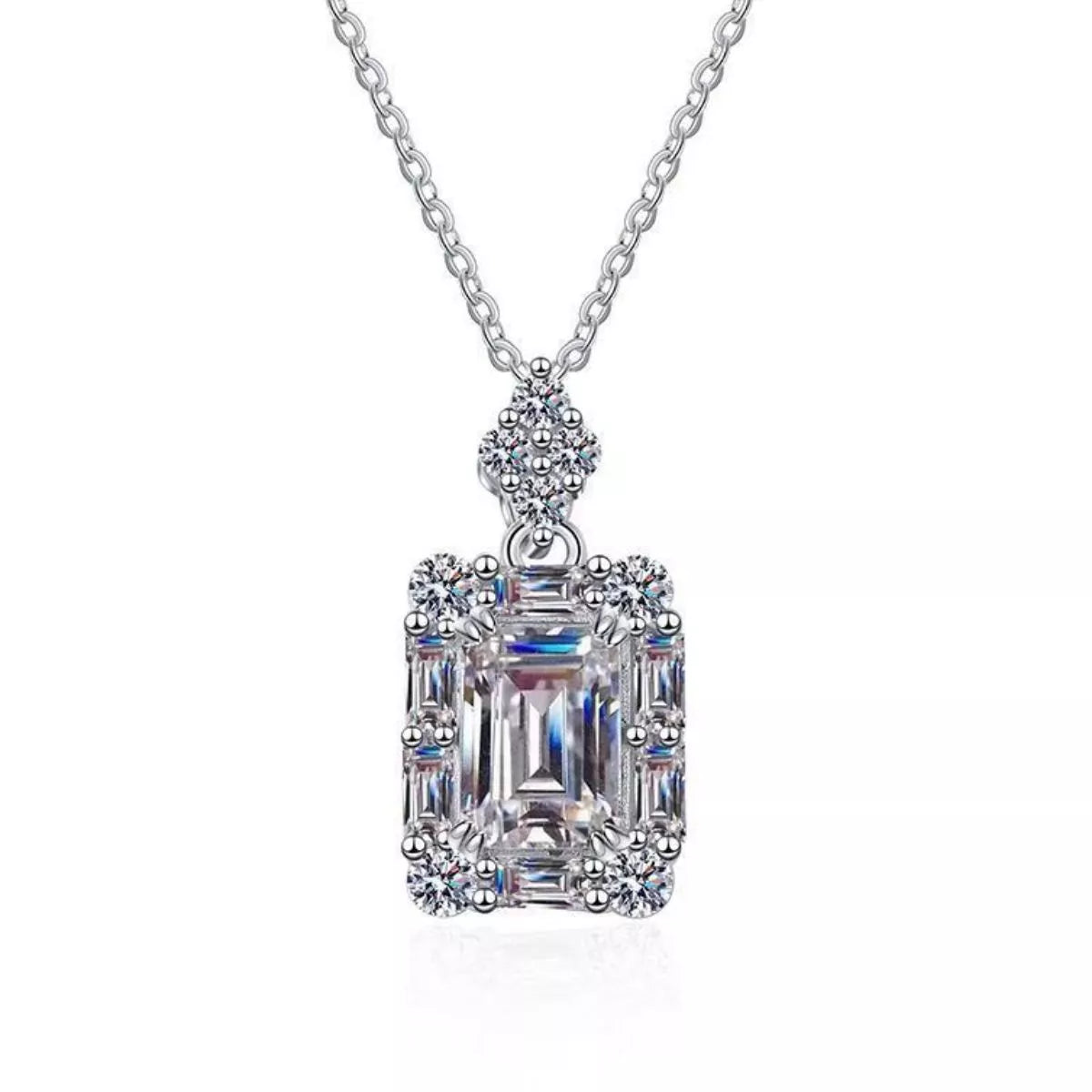 1 Carat 925 Sterling Silver Moissanite Pendant Necklace