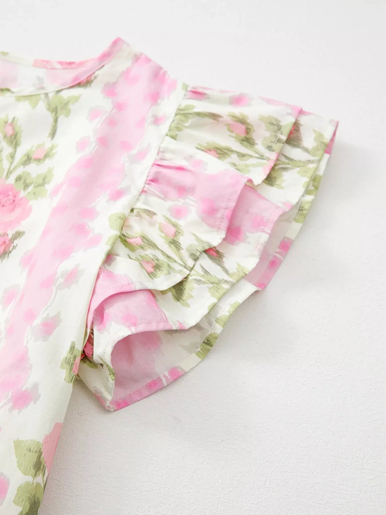 Floral Ruffle Sleeve Blouse