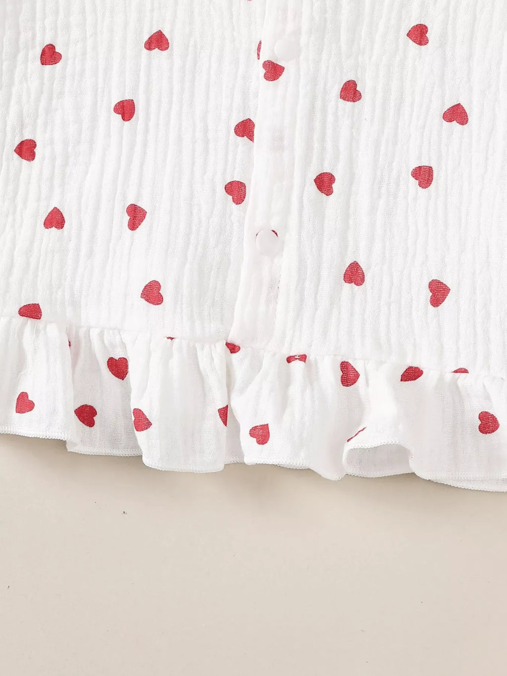 Children's Heart Print Top and Flare Pants with Headband