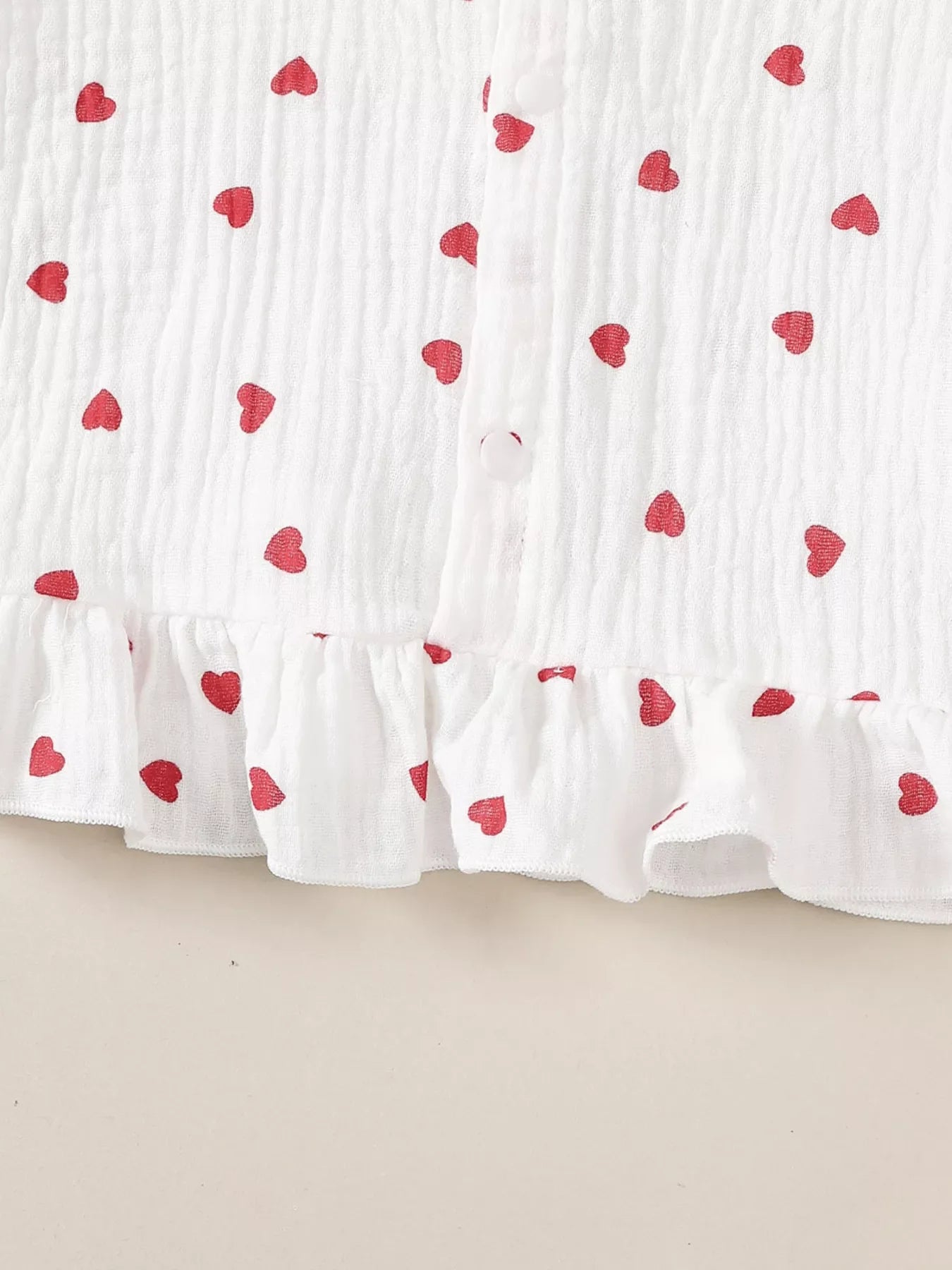 Children's Heart Print Top and Flare Pants with Headband
