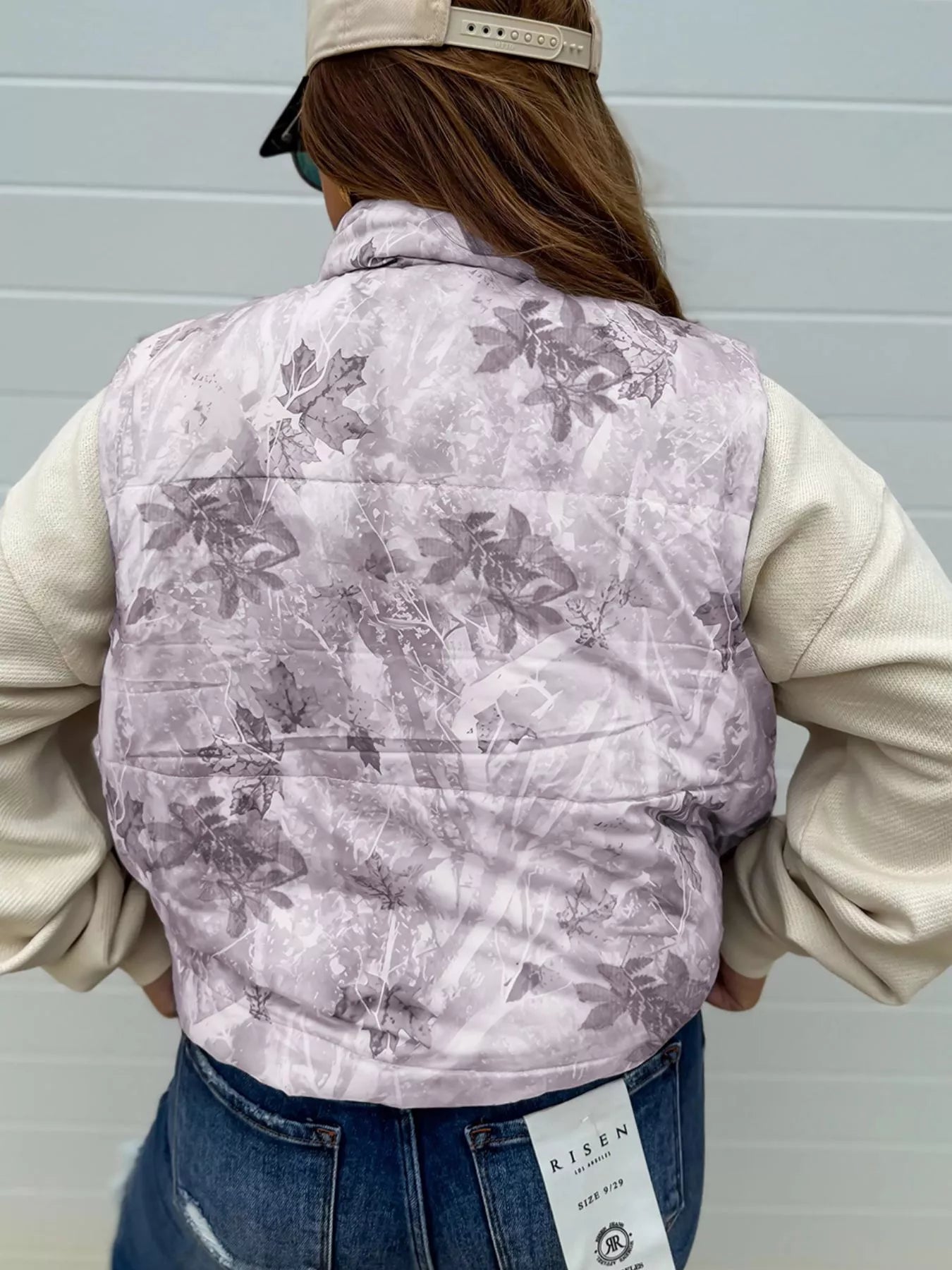 Lightweight Leaf Print Vest Coat