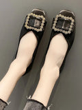 Square Toe Buckle Detail Loafers