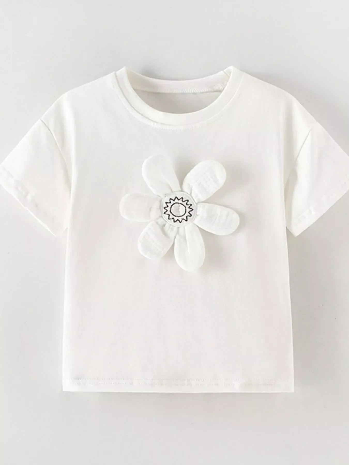 Children's 3D Flower Applique T-Shirt