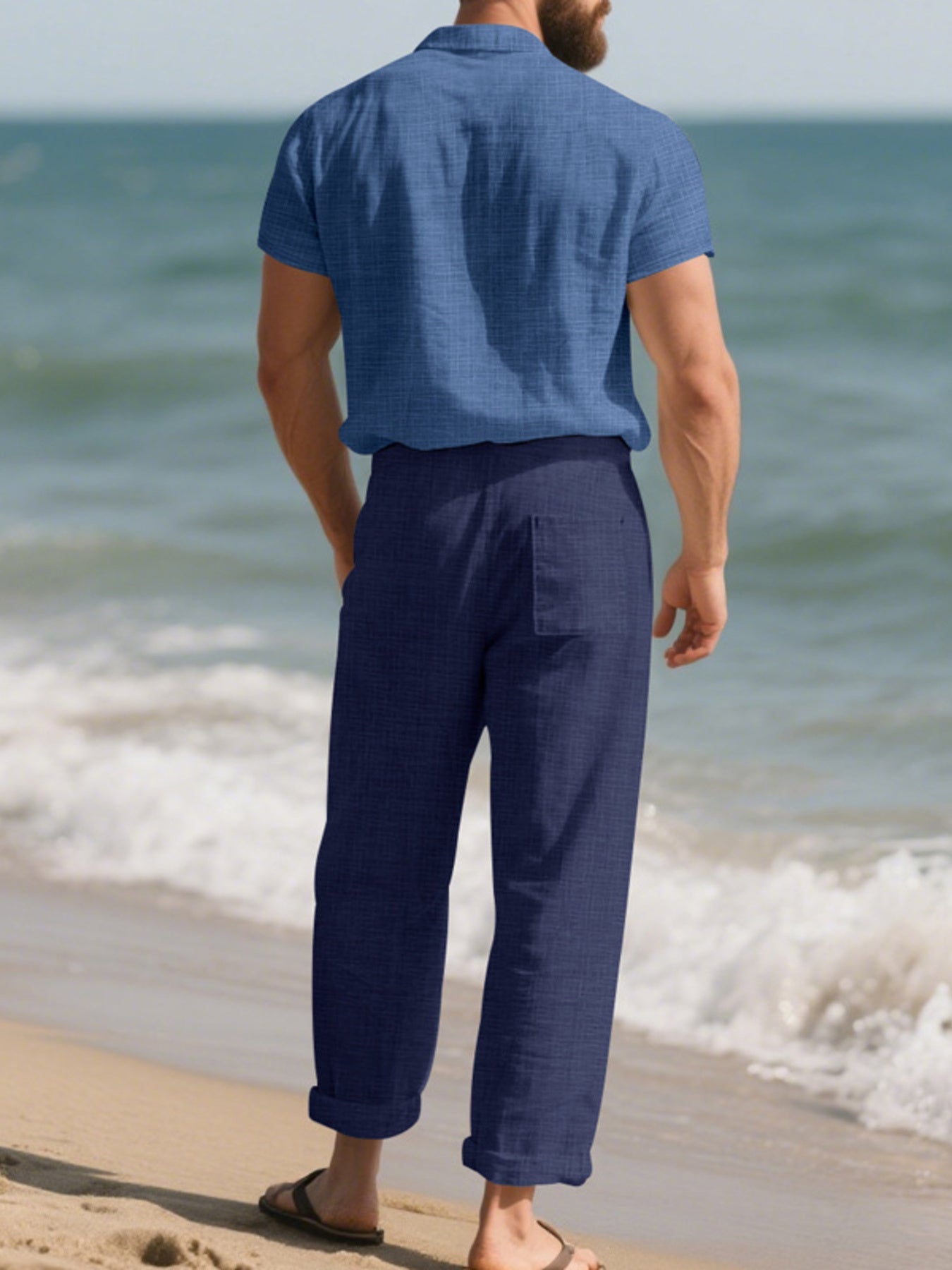 Men's Full Size Casual Button Up Shirt and Pants Set Plus Size