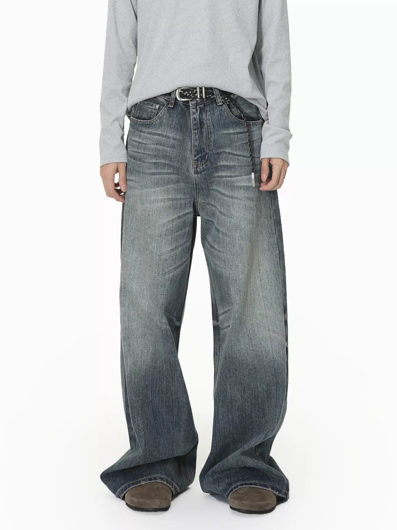 Men's Vintage Wash Wide Leg Jeans