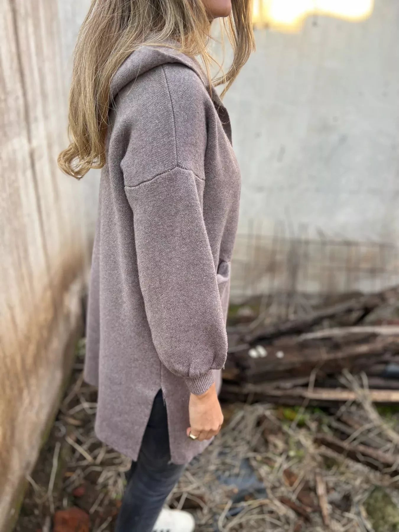 Full Size Open Front Drop Shoulder Hooded Cardigan Plus Size
