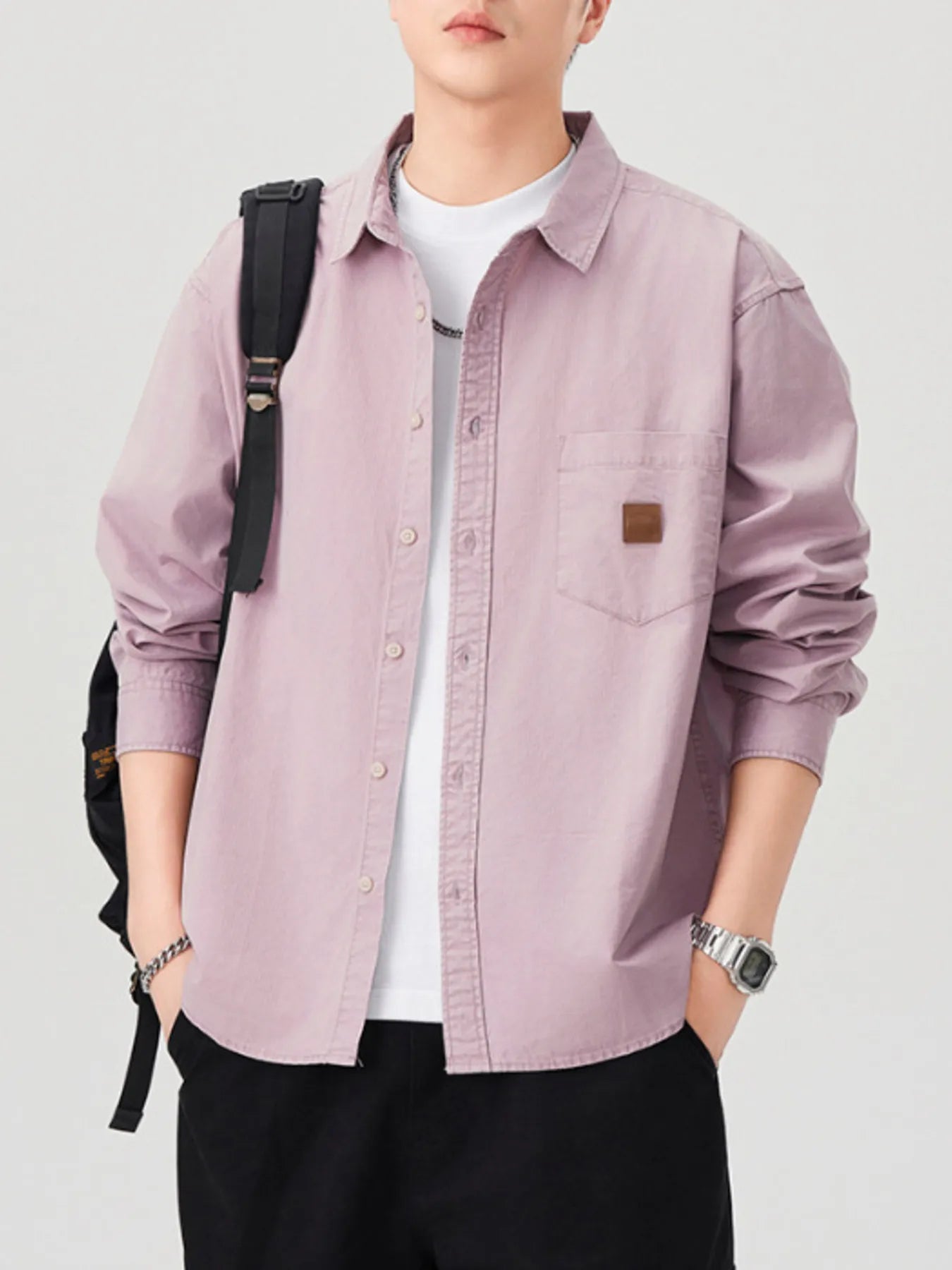 Men's Plus Size Button Up Long Sleeve Shirt