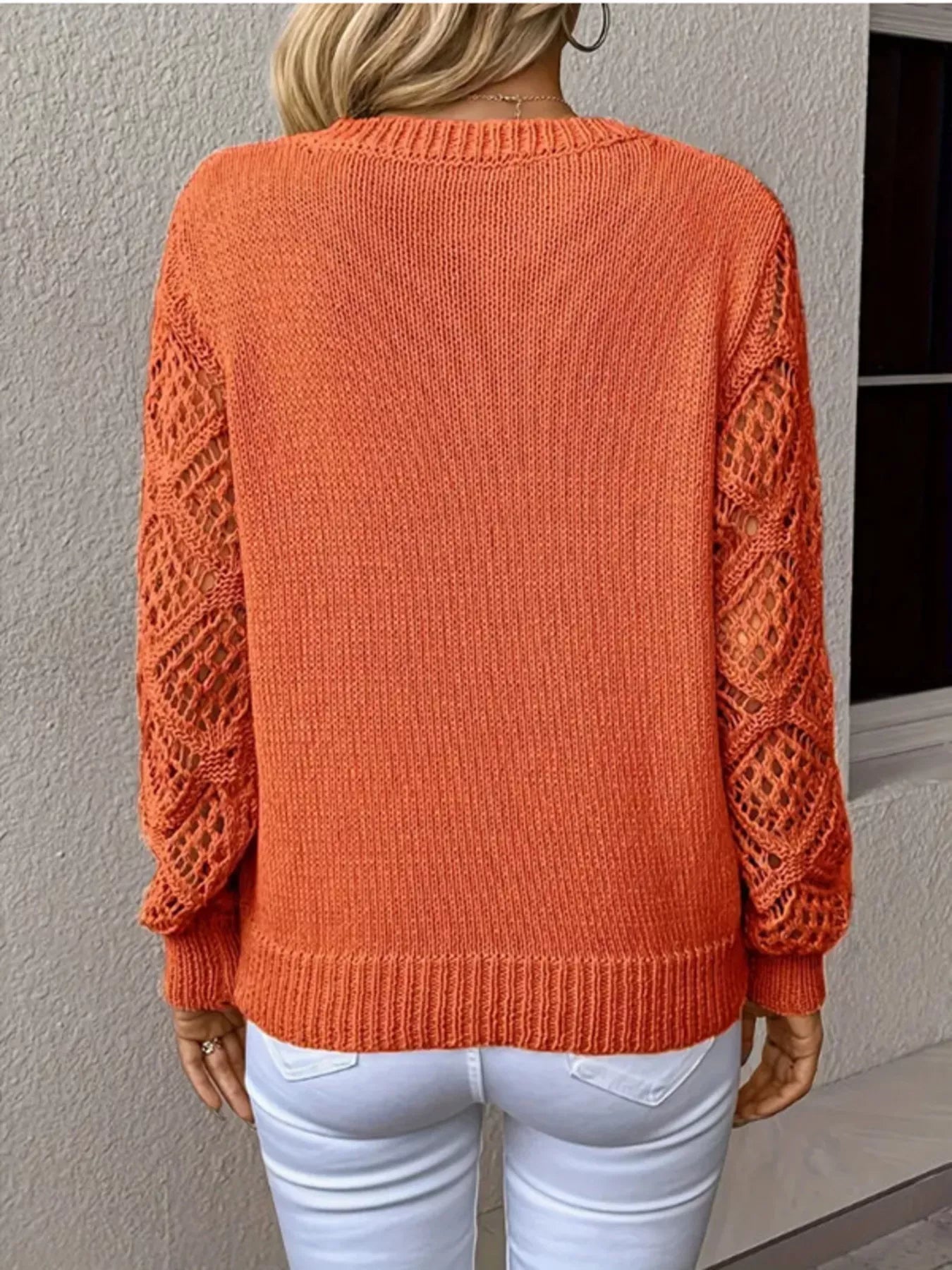 V-Neck Hollow-Out Sleeve Knit Sweater