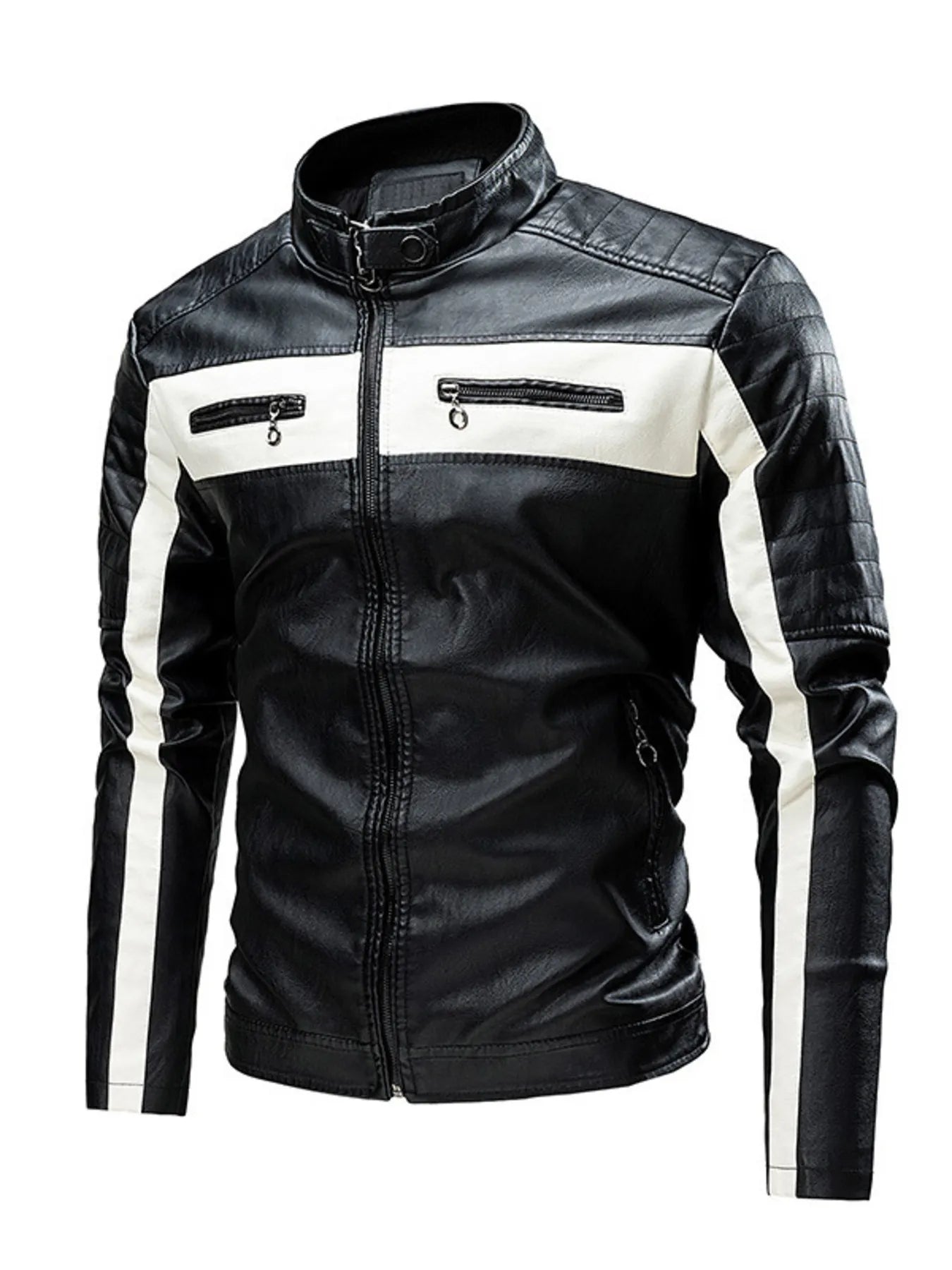 Men's Plus Size Contrast Zip Up Long Sleeve Jacket