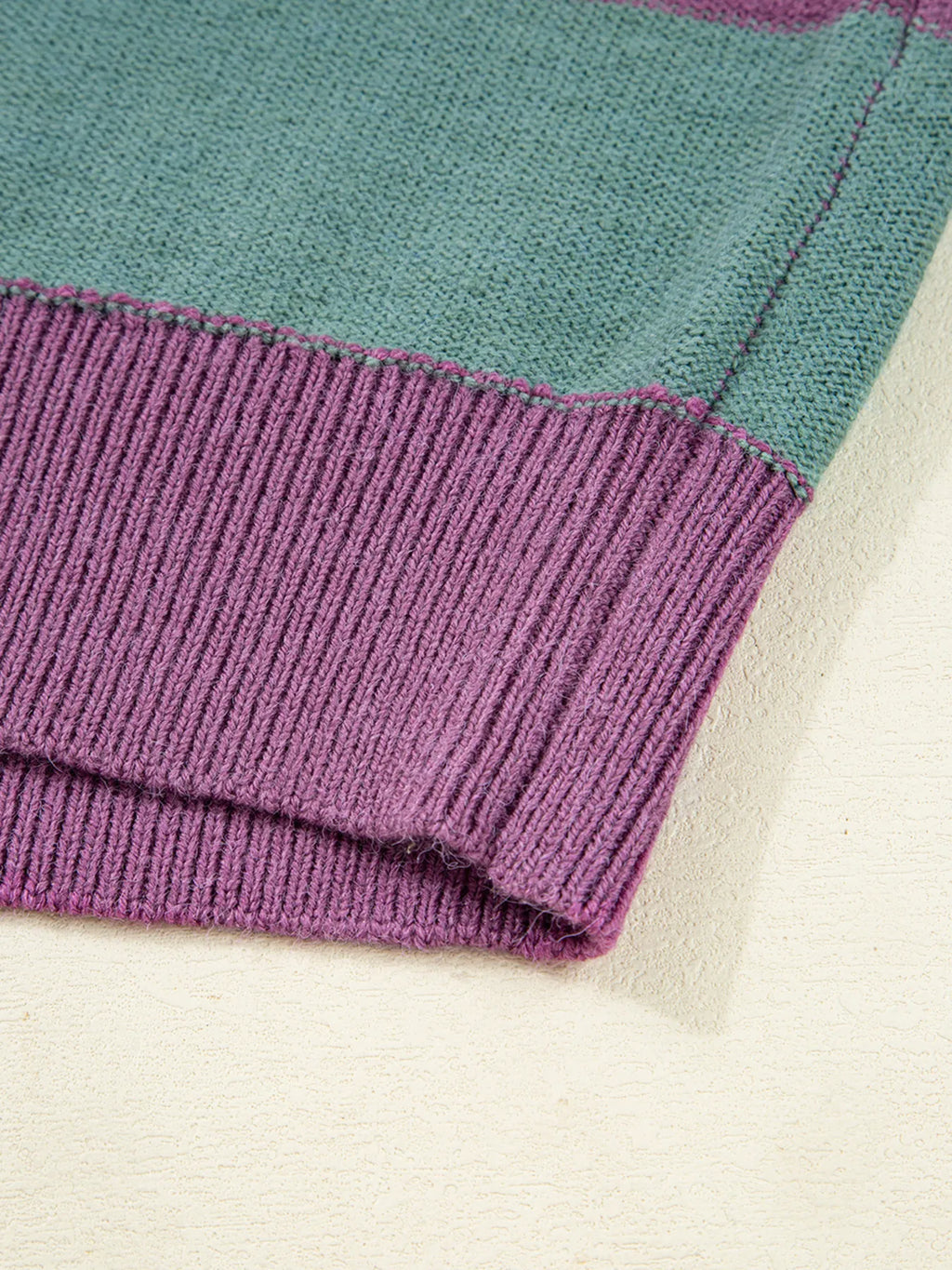 Stripe Drop Shoulder Ribbed Edge Sweater