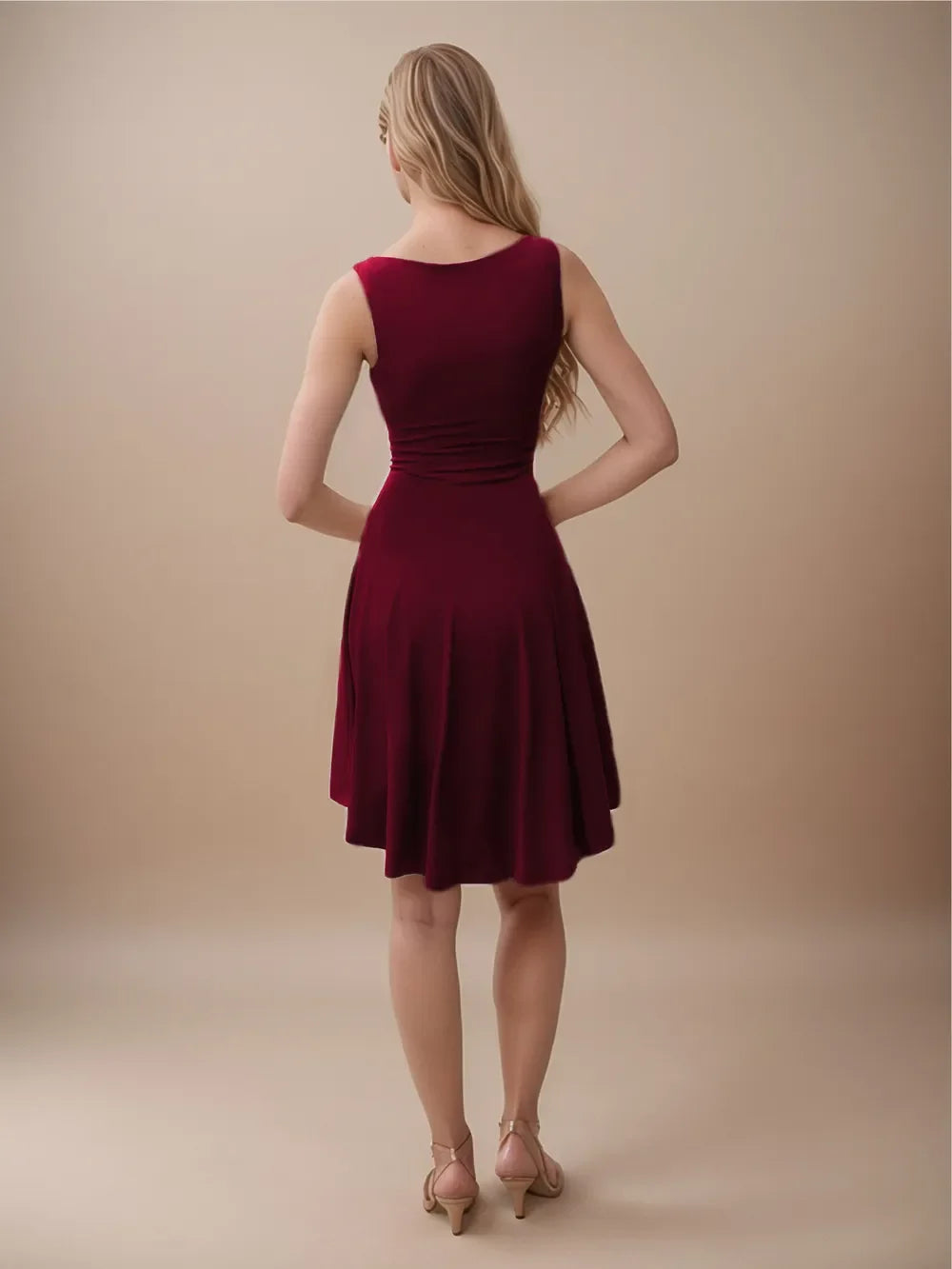 High-Low Round Neck Sleeveless Mini Dress