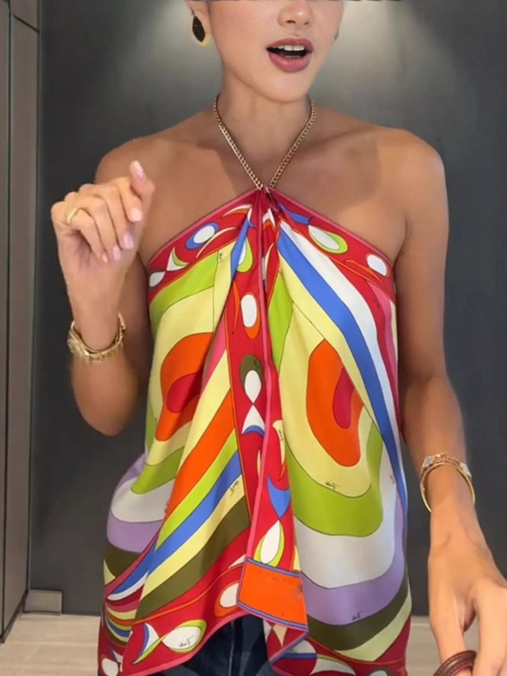 Printed Halter Neck Cami