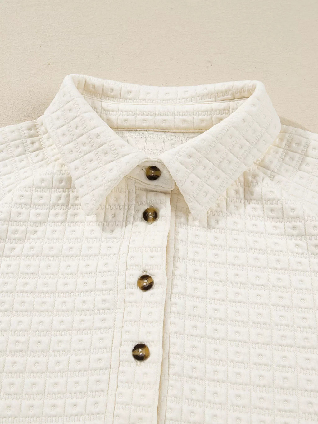 Textured Half Button Collared Sweatshirt