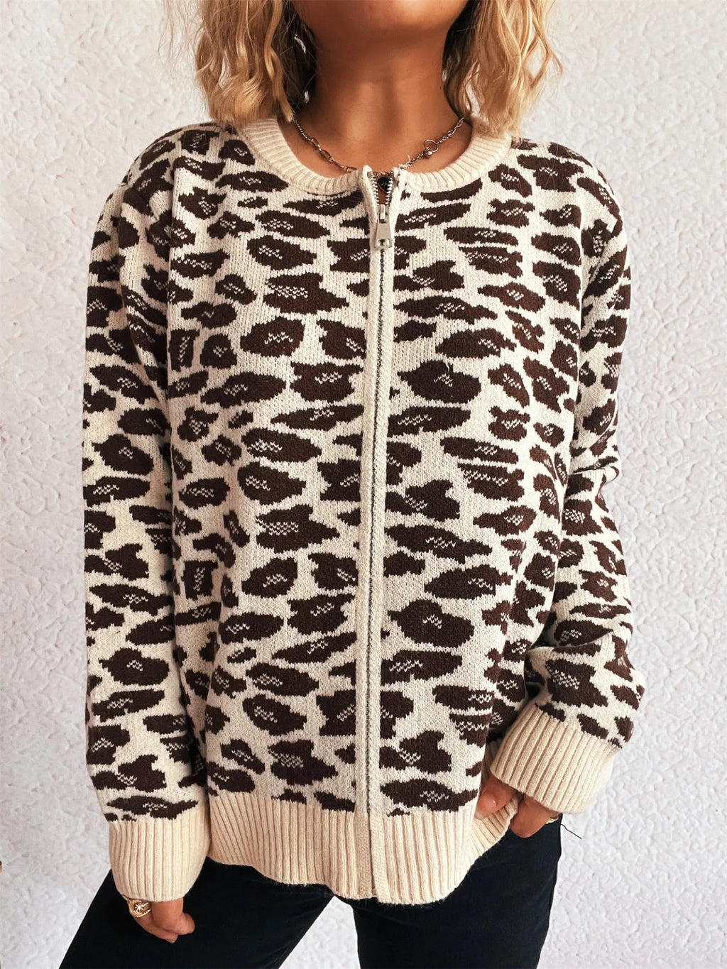Zip Up Long Sleeve Cardigan