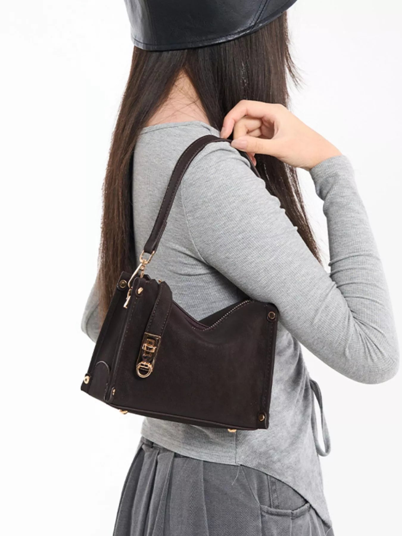 PU Leather Crossbody Bag with Adjustable Strap