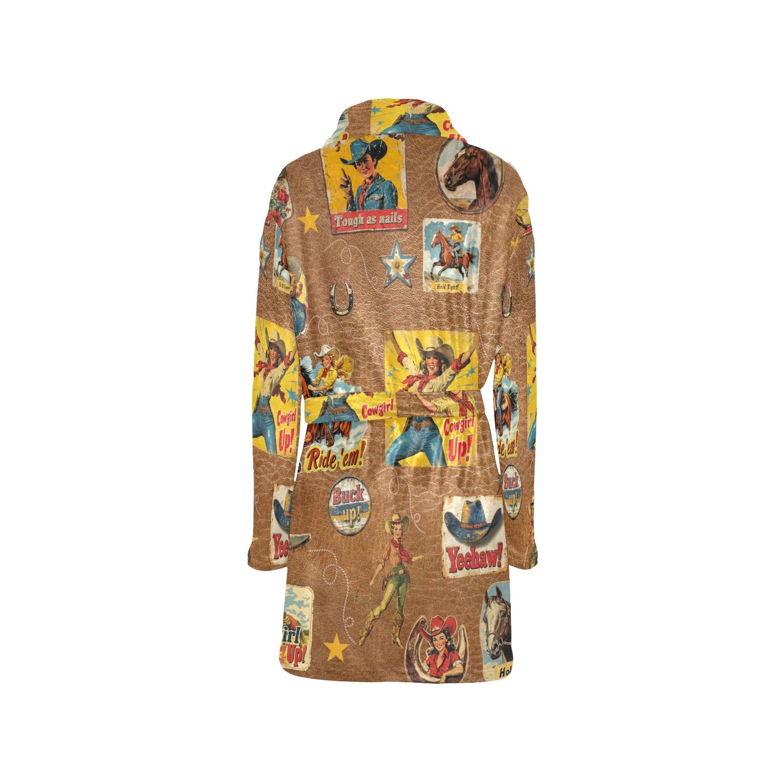 Baha Ranch Vintage Cowgirl Collage Bath Robe