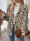 Leopard Print Fuzzy Zip Up Outerwear