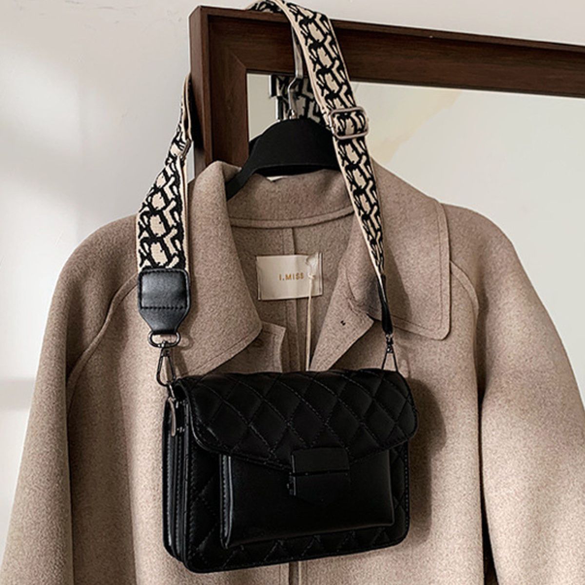 Quilted Leather Flap Crossbody Bag