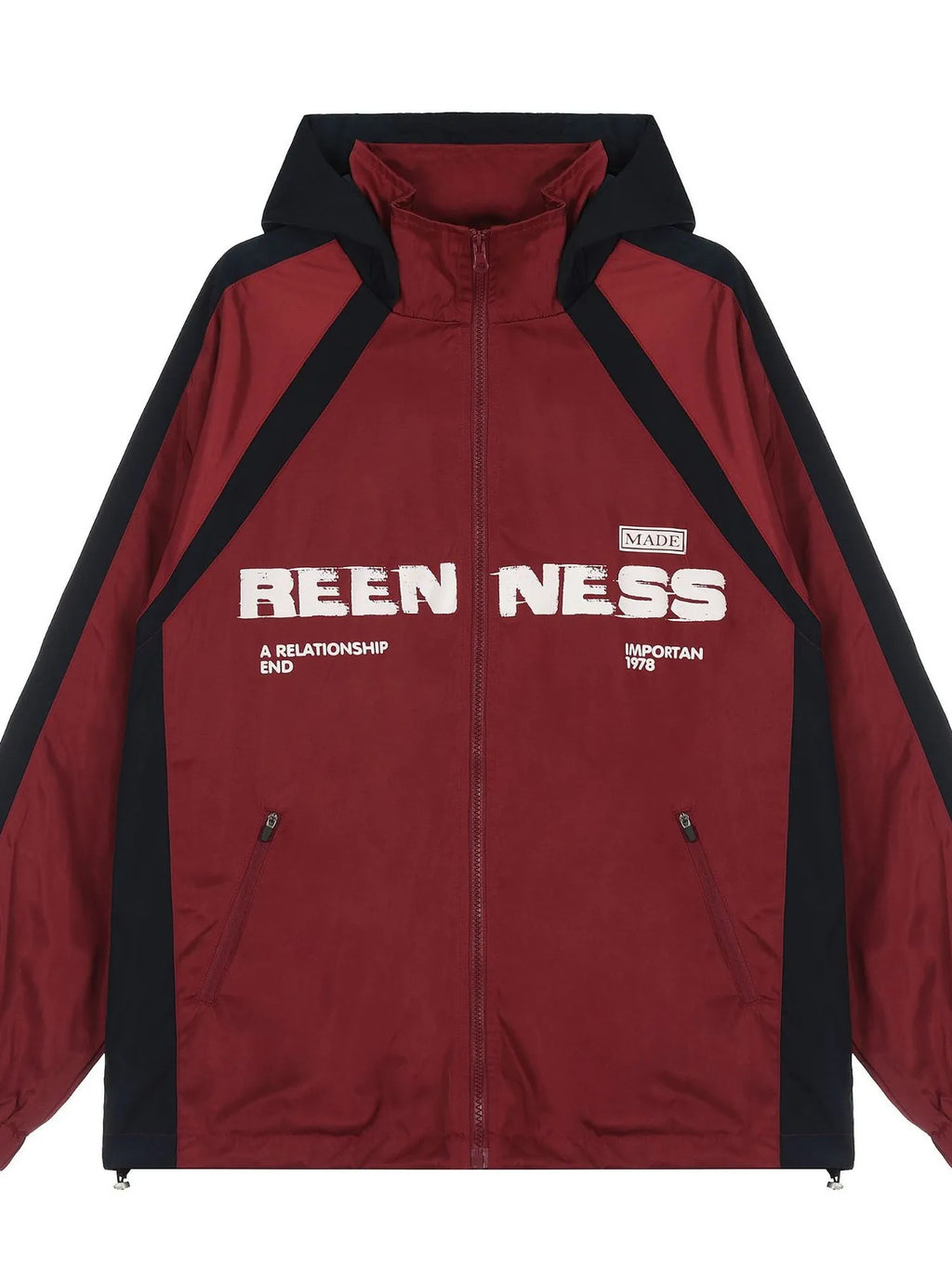 Men's Letter Zip Up Hooded Windbreaker Jacket