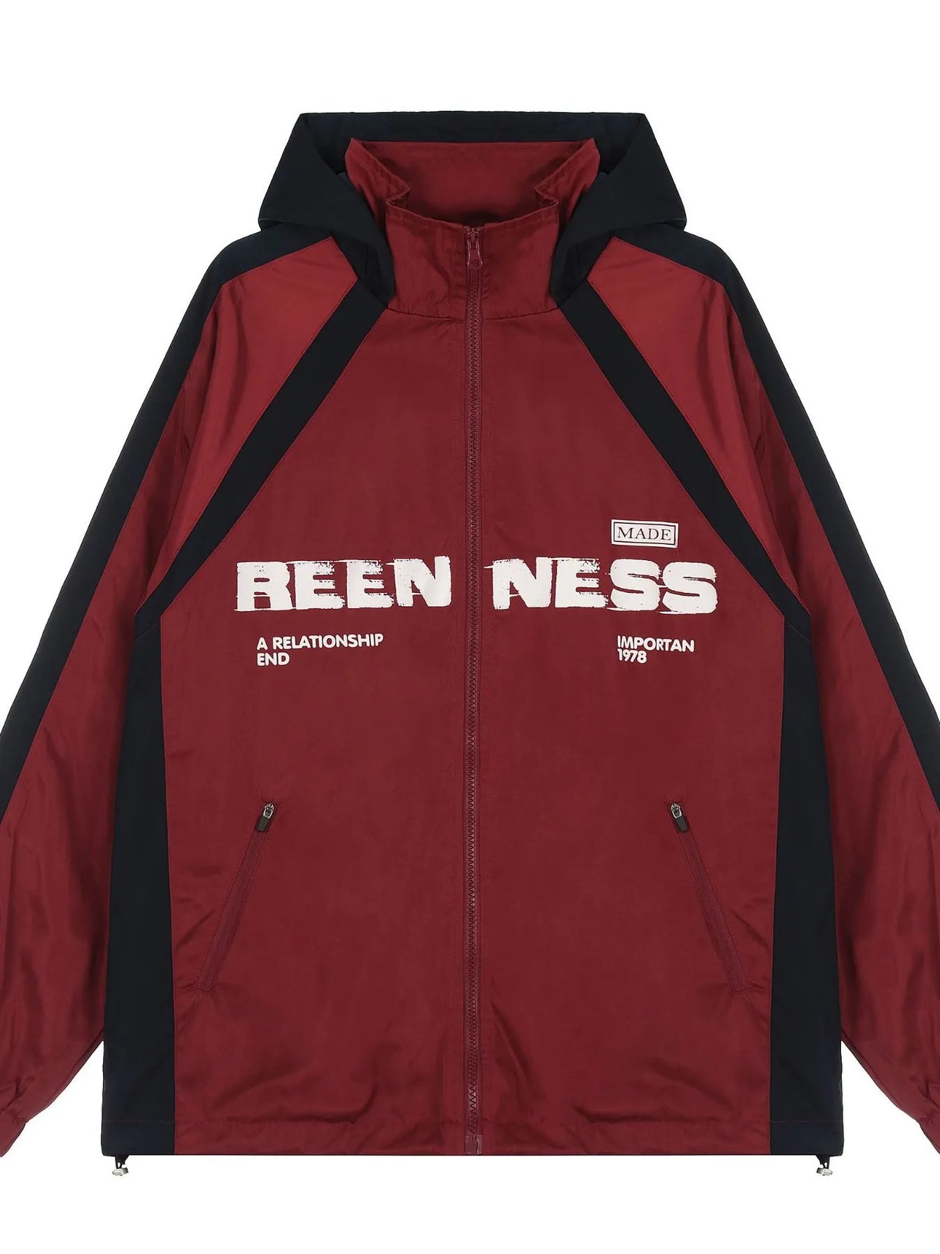 Men's Letter Zip Up Hooded Windbreaker Jacket