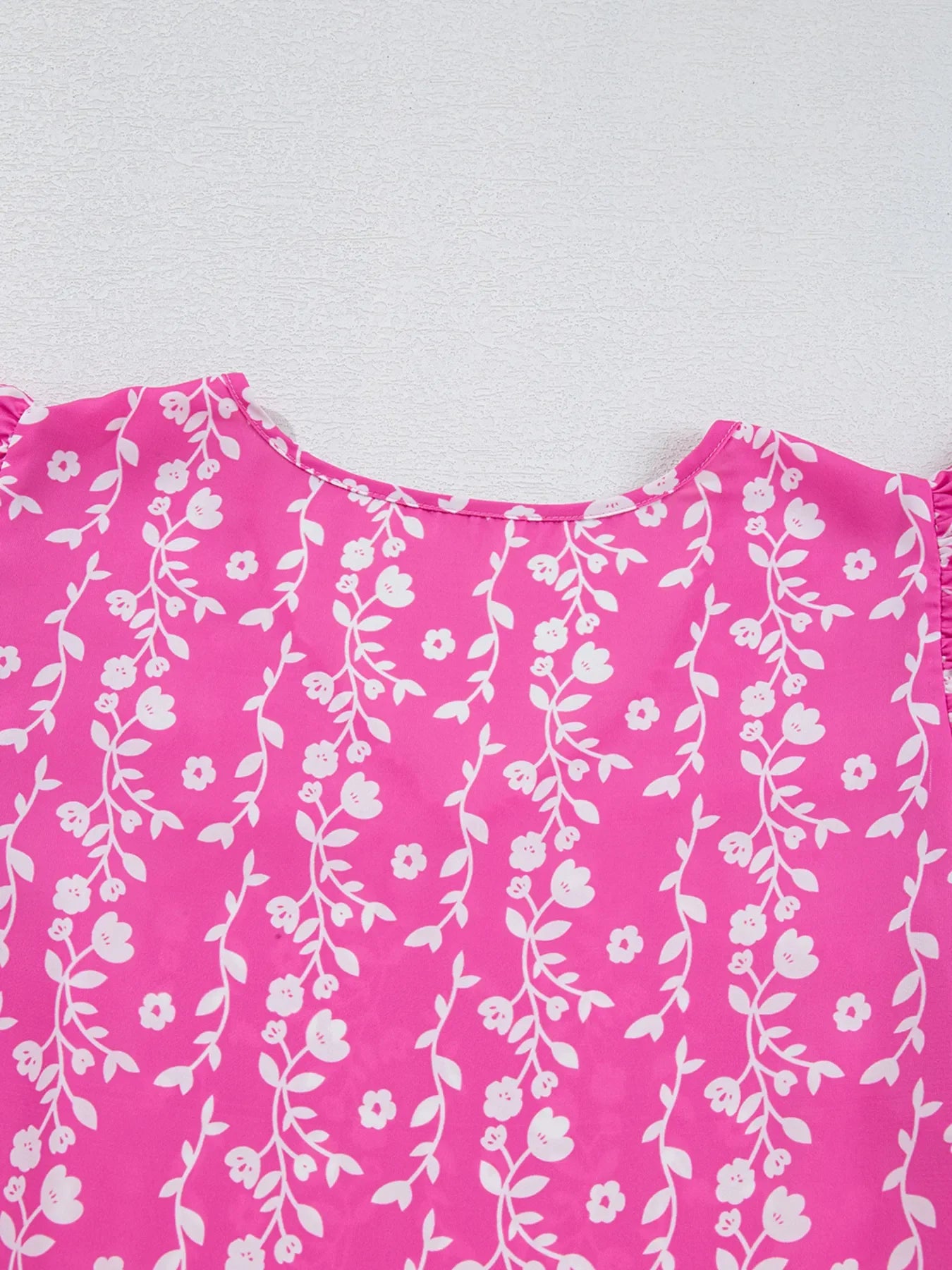 Floral Print Ric-rac Tiered Ruffled V Neck Blouse