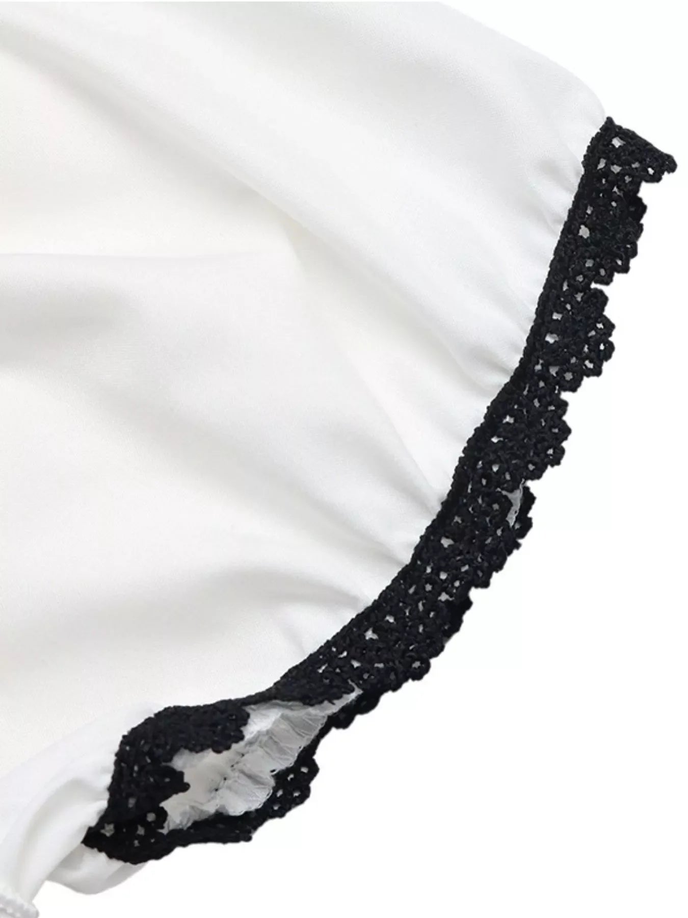 Lace Trim Bowknot Short Sleeve Blouse
