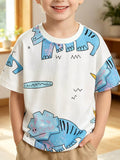 Children's Dinosaur Print Round Neck T-Shirt