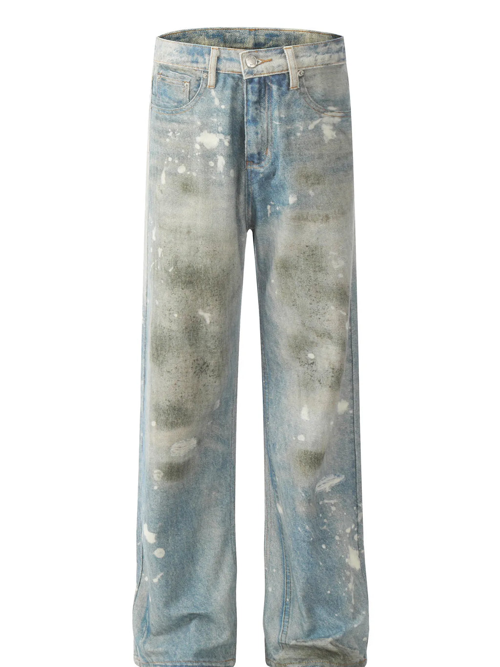 Men's Vintage Paint-Splattered Wide-Leg Jeans