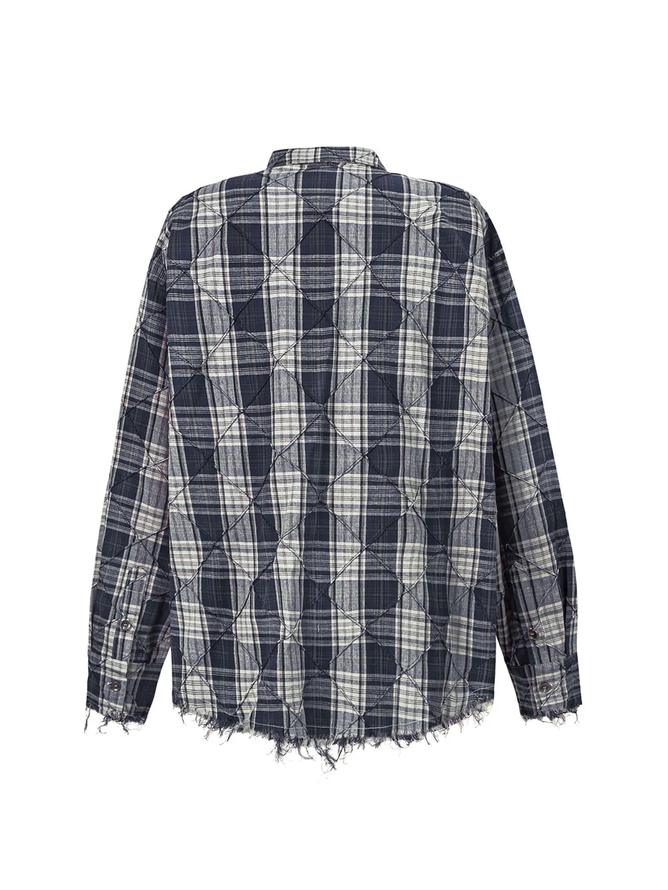Men's Raw Hem Plaid Button Up Shirt