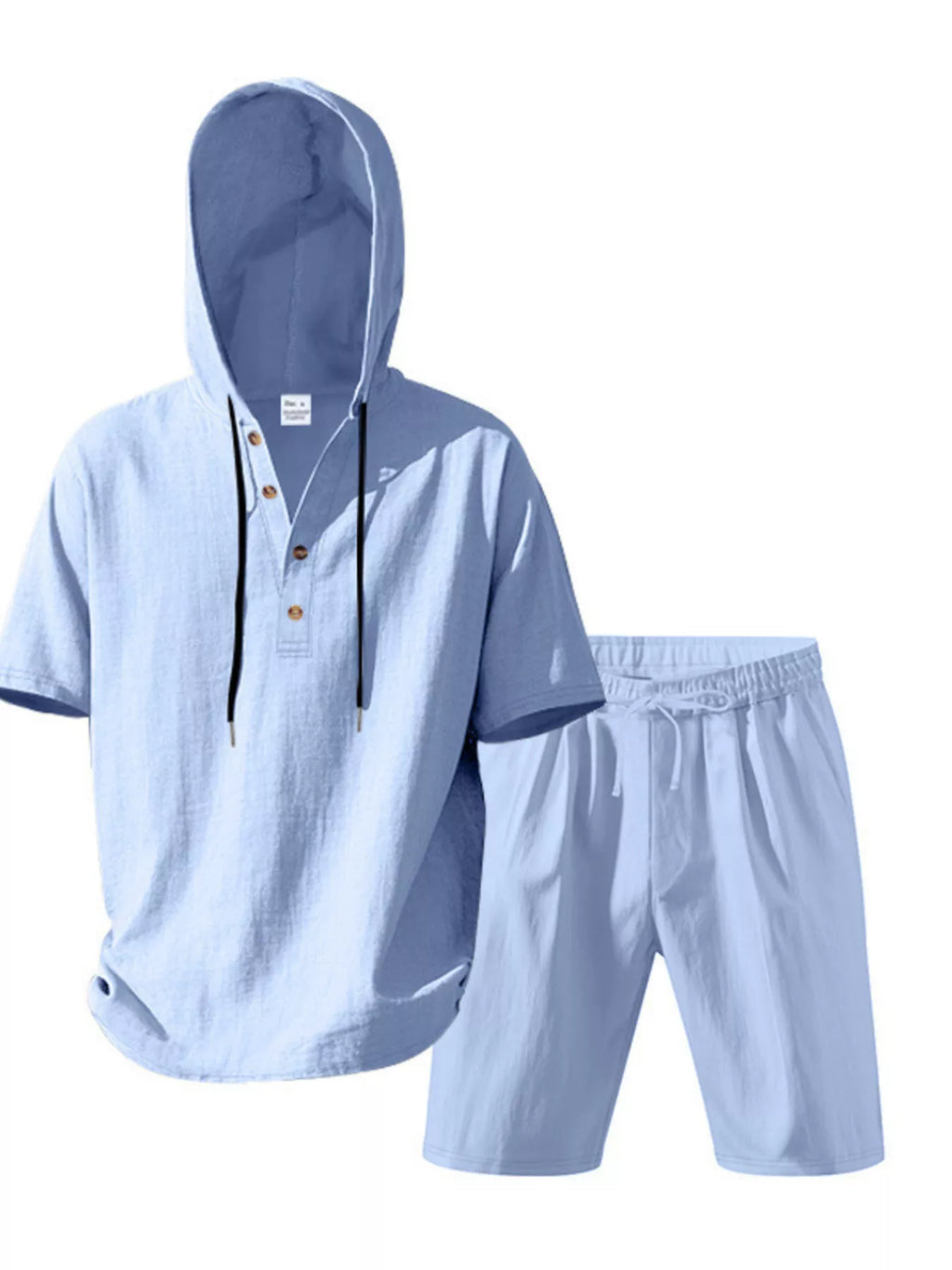 Men's Full Size Casual Short Sleeve Hooded Top & Shorts Set Plus Size