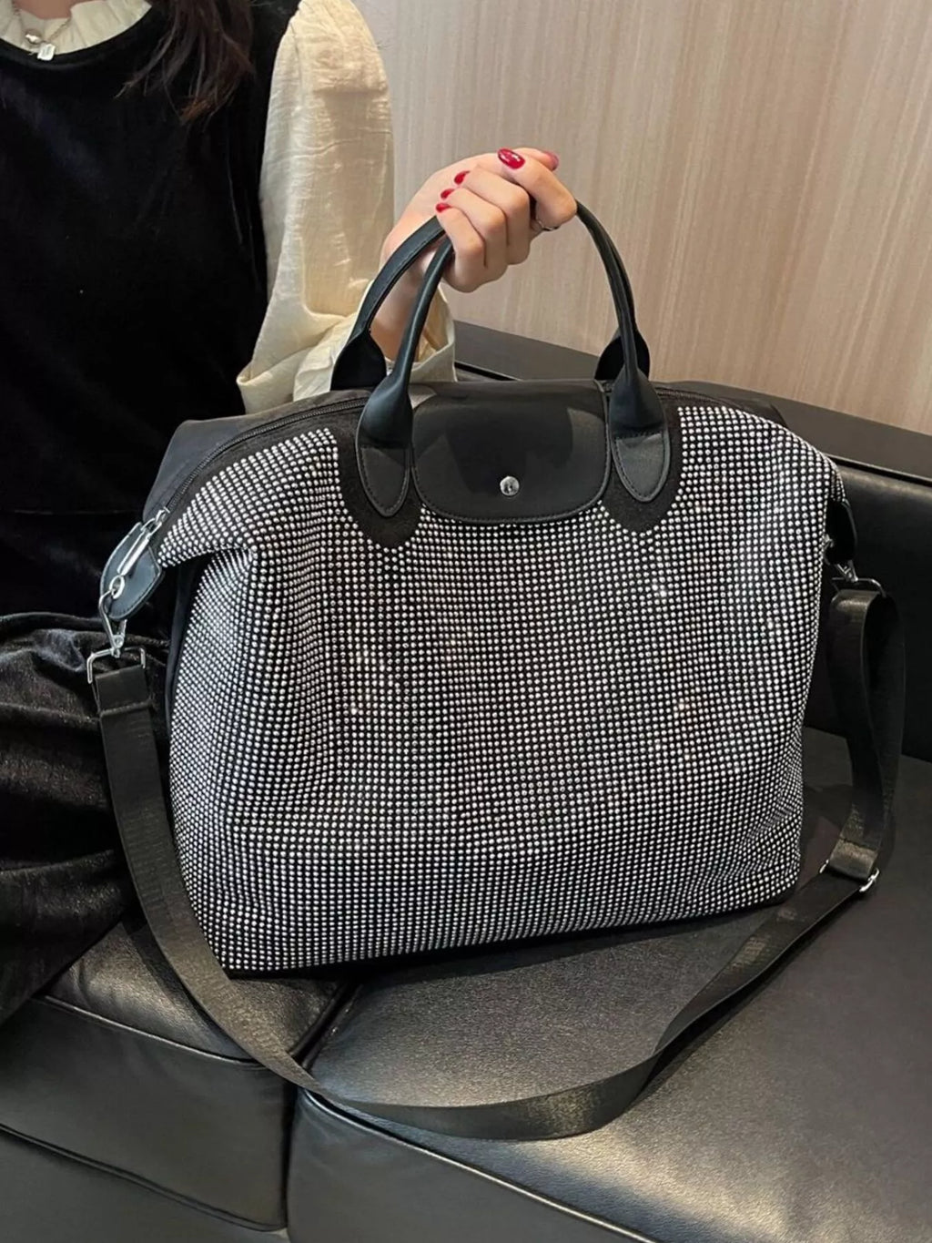 Rhinestone Embellished Crossbody Bag