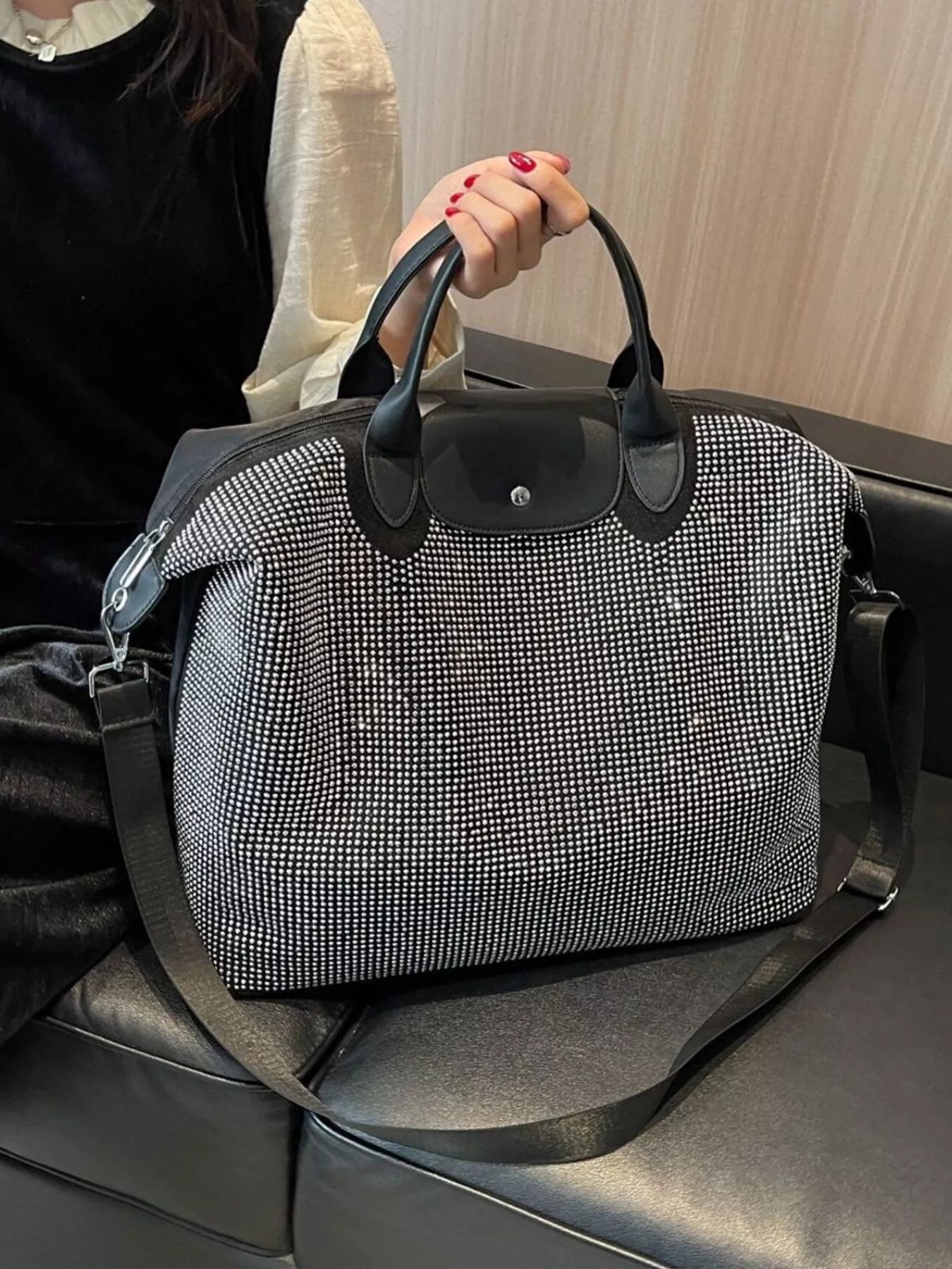 Rhinestone Embellished Crossbody Bag