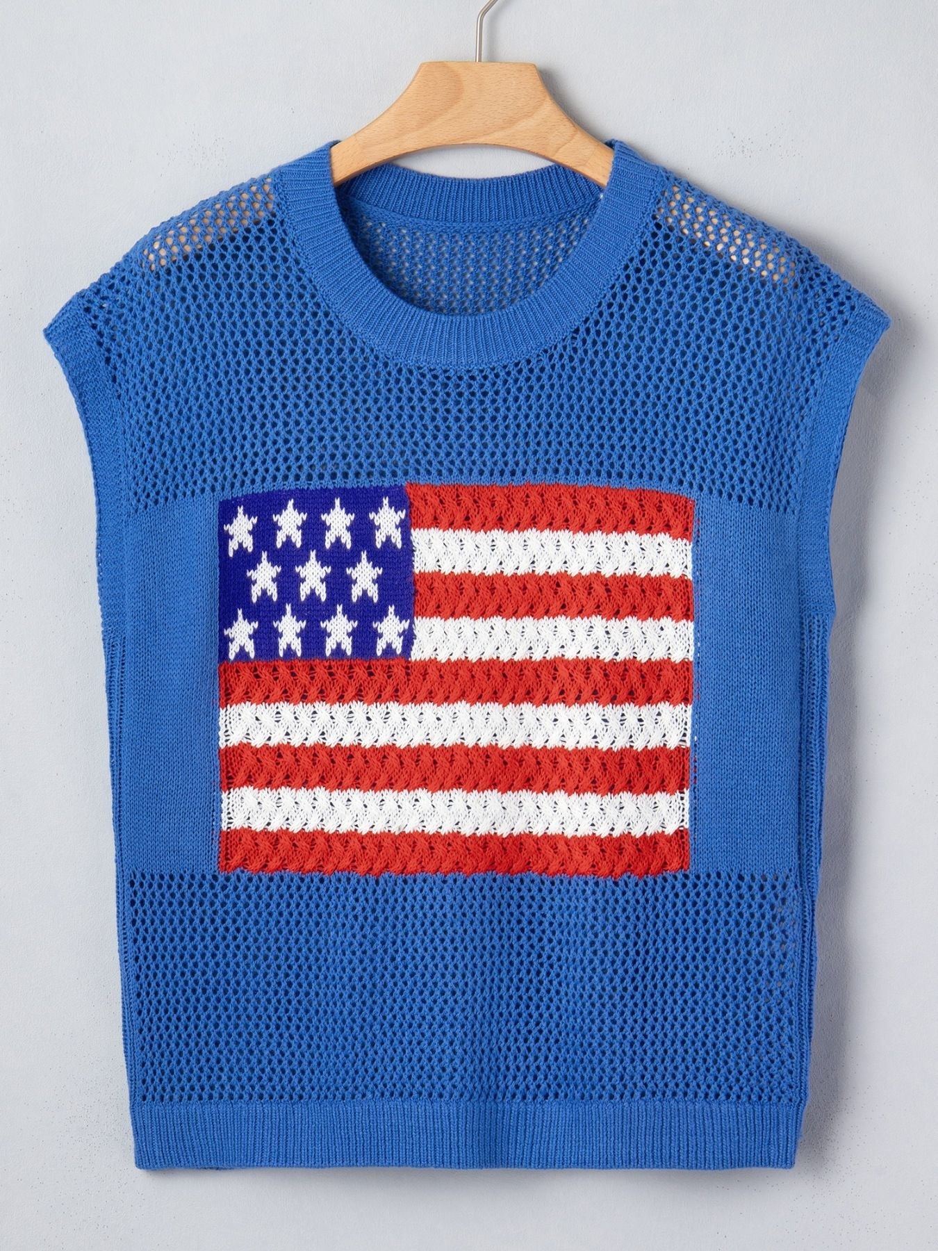 Flag Graphic Short Sleeve Sweater Top