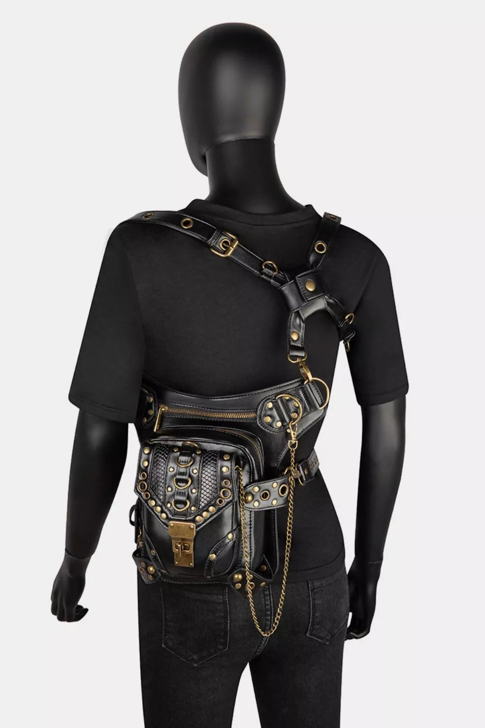 Steampunk Rivet Decor Multipurpose Crossbody Bag