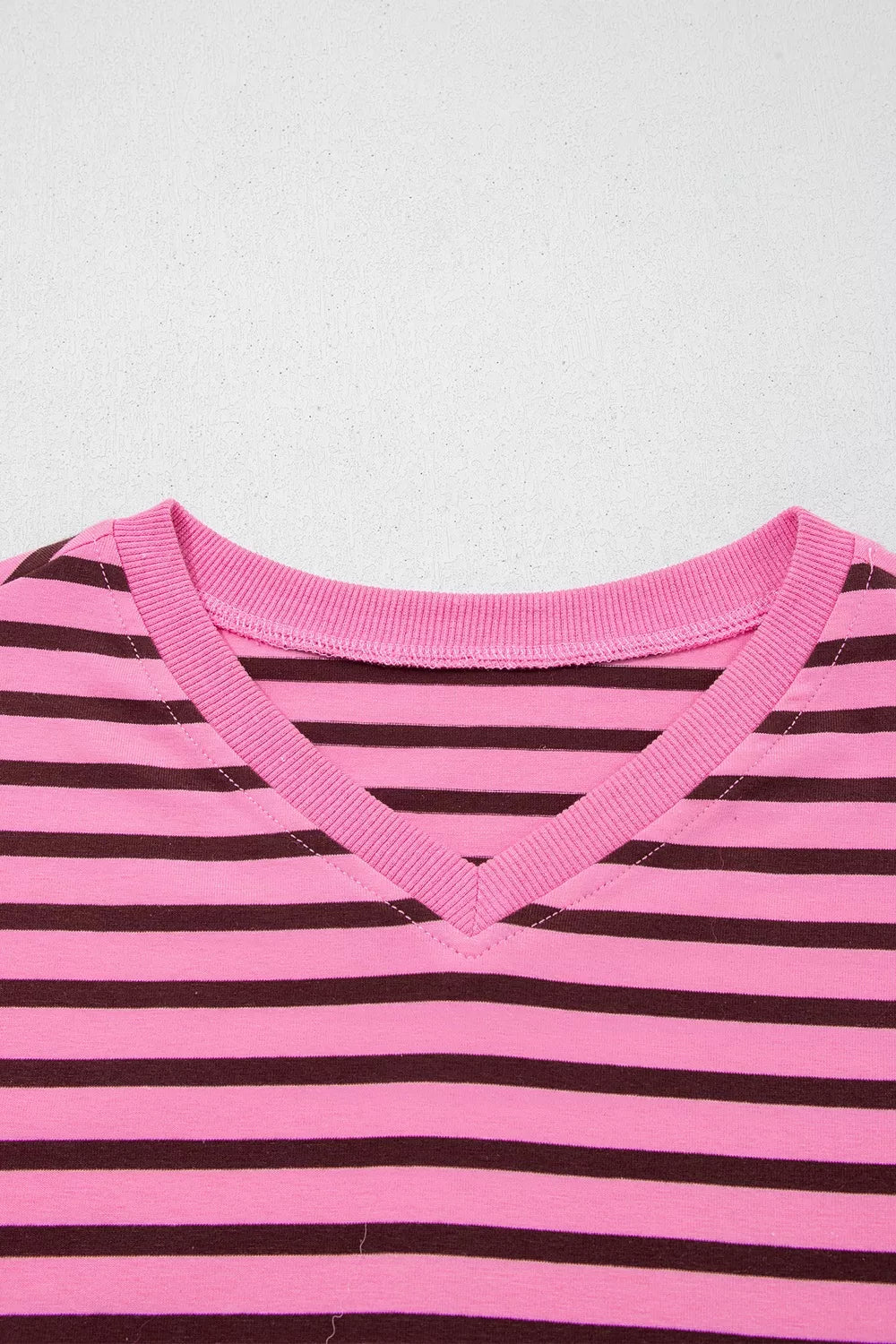 Stripe V Neck Drop Shoulder Long Sleeve Top
