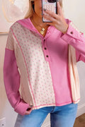 Color Block Button Detail Hoodie